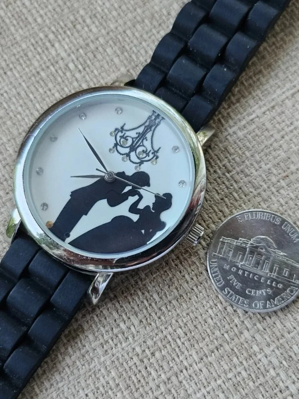 Disney Accutime Wristwatch Black Rubber Strap Quartz Prince Charming Watch